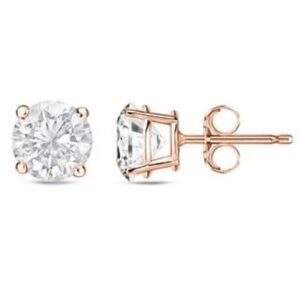 Renaissance Collection Rose Gold Over 925 Sterling Silver CZ Round Stud Earrings